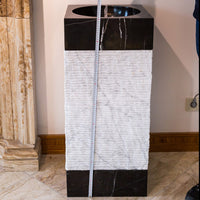 Natural Stone 3 piece Marble Pedestal Stand-alone Sink Toros Black-Carrara White
