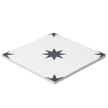 Load image into Gallery viewer, 8x8 Black and White Orion Star porcelain tile - Industry Tile