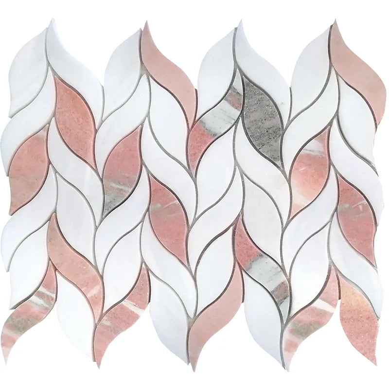 Vellora Rosé Thassos Leaf Polished Natural Stone Mosaic Tile