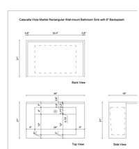 Calacatta Viola Marble Rectangular Wall-mount Bathroom Sink with 8" Backsplash (W)21" (L)34" (H)10"