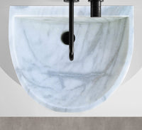 Natural Stone Carrara White Marble Wall-Mount Bathroom Marble Sink (W)24" (L)20" (H)6"