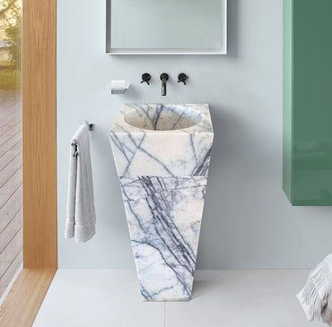 Natural Stone New York White Marble Stand-alone Pedestal Cone Shaped Bathroom Sink