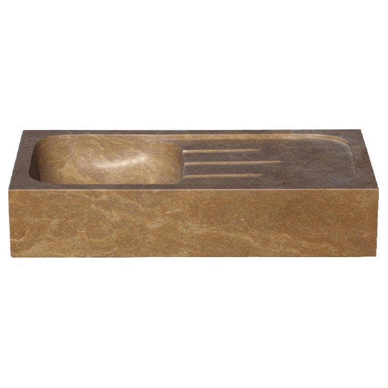Noce Brown Travertine Rectangular Farmhouse Sink Honed and Filled (W)18" (L)36" (H)7"