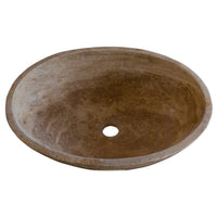 Noce Brown Travertine Natural Stone Oval Above Vanity Bathroom Sink (W)16" (L)21" (H)6"