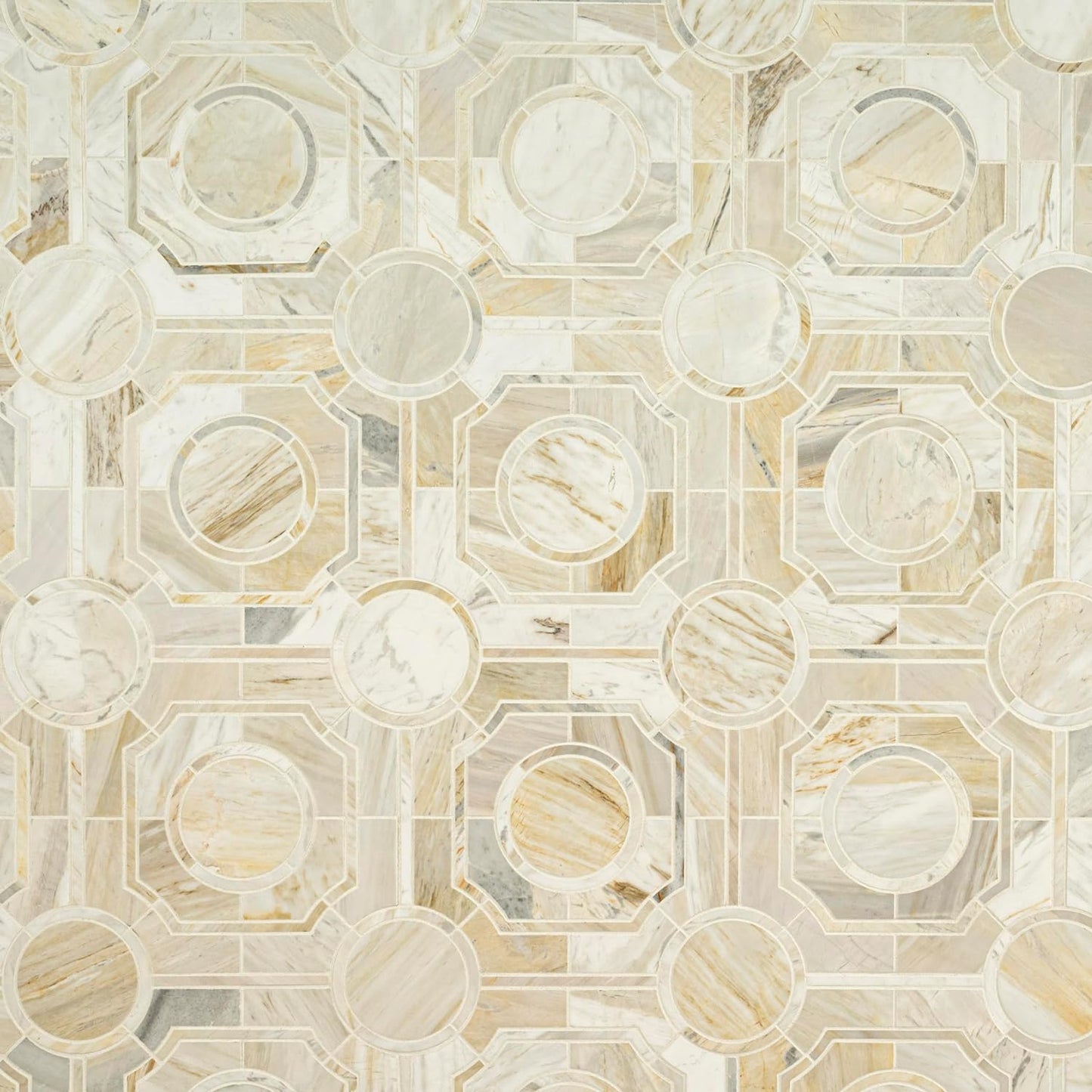 Aurora Gold Regent Honed Marble Mesh Mounted Mosaic Tile - Industry Tile