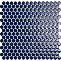 Penny Round Navy Blue Glossy Porcelain Tile Mosaic - Tilevanity.com