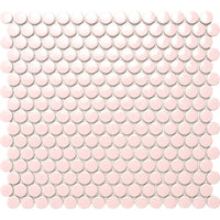 Penny Round Pink Glossy Porcelain Tile Mosaic - Tilevanity.com