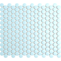 Penny Round Medium Blue Glossy Porcelain Tile Mosaic - Tilevanity.com