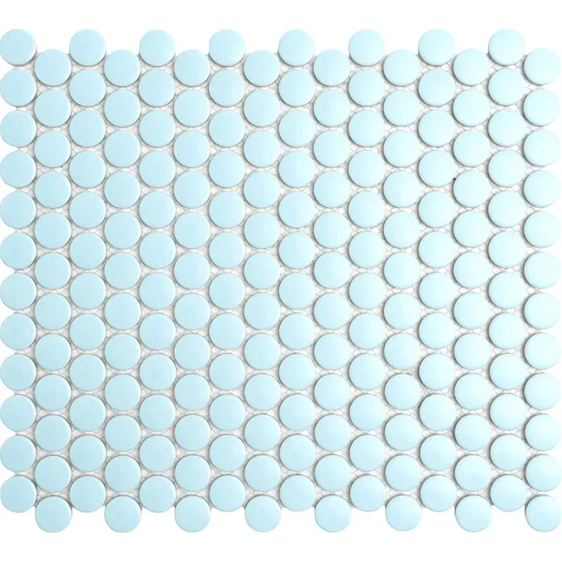 Penny Round Medium Blue Glossy Porcelain Tile Mosaic - Tilevanity.com