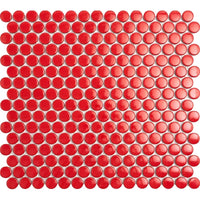 Penny Round Red Glossy Porcelain Tile Mosaic - Tilevanity.com