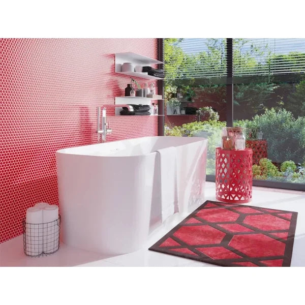 Penny Round Red Glossy Porcelain Tile Mosaic - Tilevanity.com