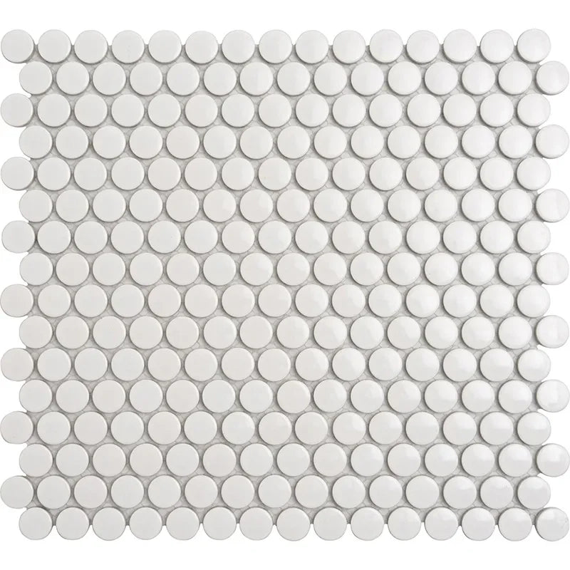 Penny Round White Porcelain Tile Mosaic – Glossy or Matte - Tilevanity.com