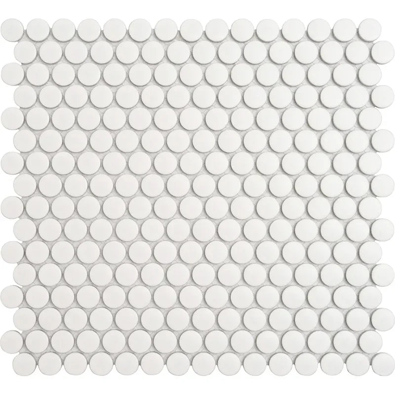 Penny Round White Porcelain Tile Mosaic – Glossy or Matte - Tilevanity.com