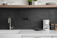 Penny Round Black Glossy Porcelain Tile Mosaic - Tilevanity.com