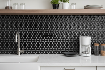 Penny Round Black Glossy Porcelain Tile Mosaic - Tilevanity.com