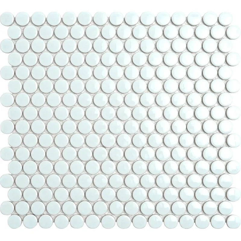 Penny Round Soft Blue Glossy Porcelain Tile Mosaic - Tilevanity.com