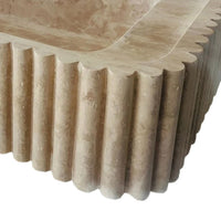 Oasis Beige Travertine Wall-mount Bathroom Vanity Sink Fluted (W)16" (L)36" (H)6"