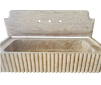 Oasis Beige Travertine Wall-mount Bathroom Vanity Sink Fluted (W)16" (L)36" (H)6"