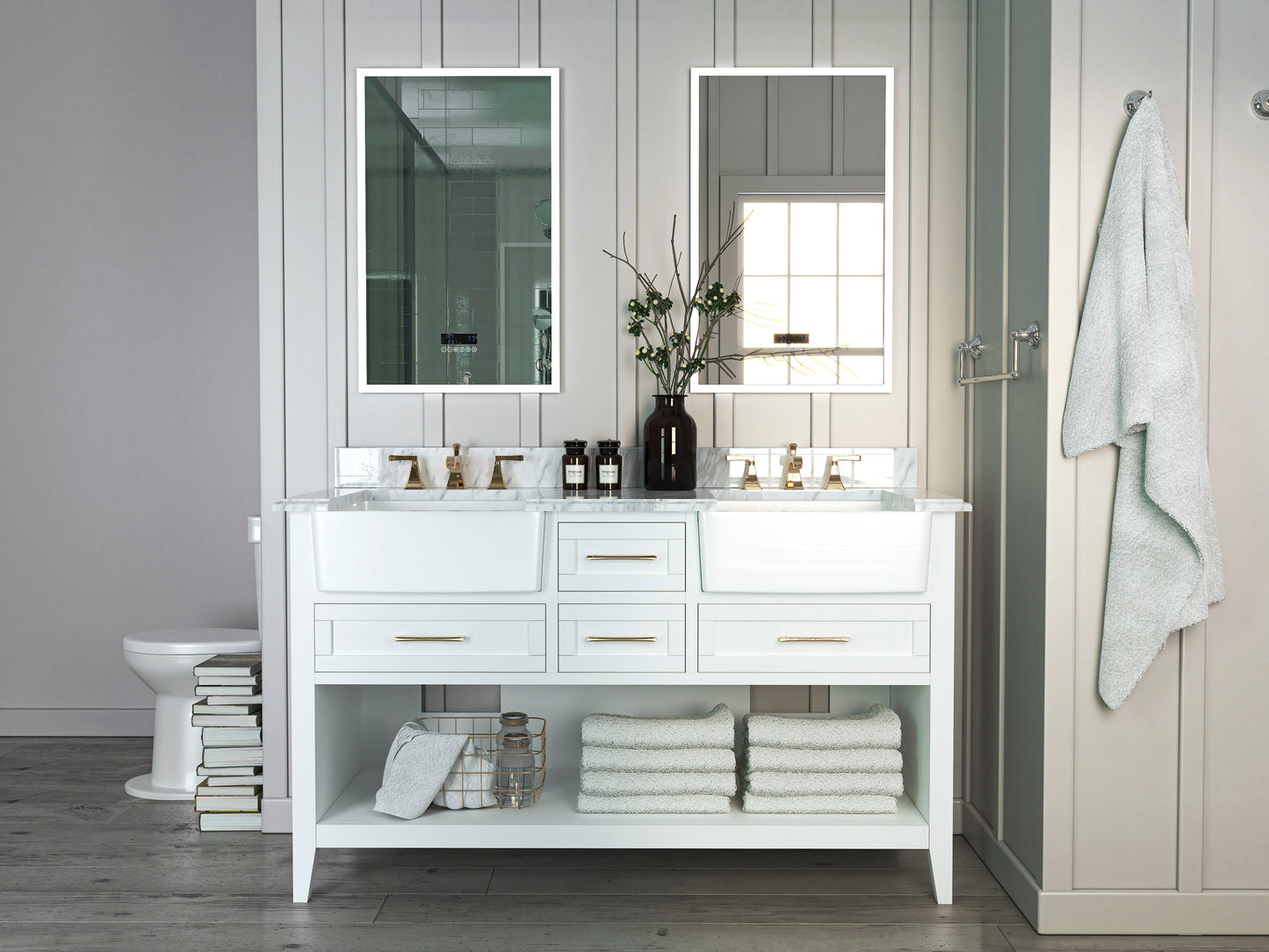 Hayley Bathroom Vanity with Sink and Carrara White Marble Top Cabinet Set