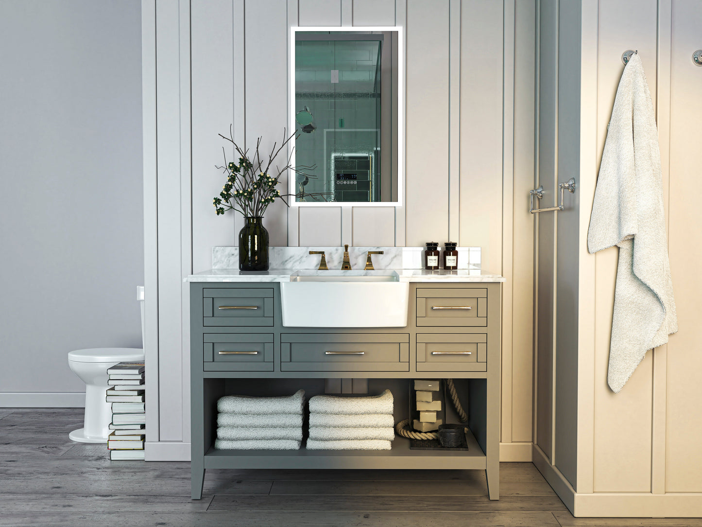 Hayley Bathroom Vanity with Sink and Carrara White Marble Top Cabinet Set