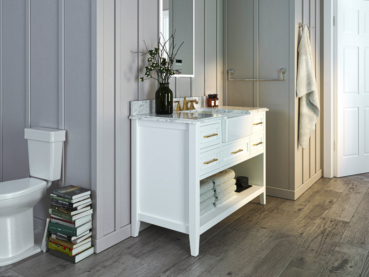 Hayley Bathroom Vanity with Sink and Carrara White Marble Top Cabinet Set