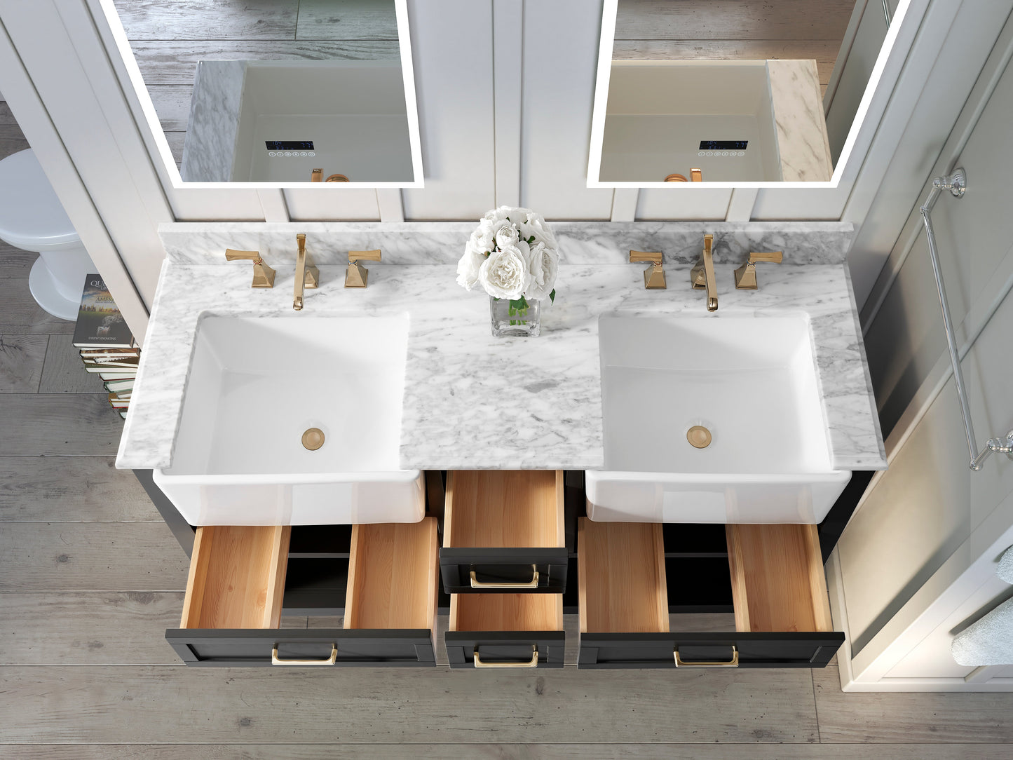 Hayley Bathroom Vanity with Sink and Carrara White Marble Top Cabinet Set