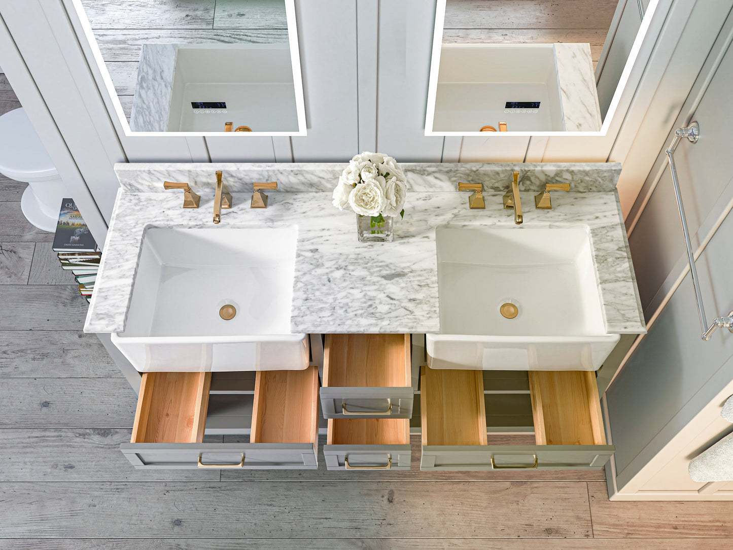 Hayley Bathroom Vanity with Sink and Carrara White Marble Top Cabinet Set