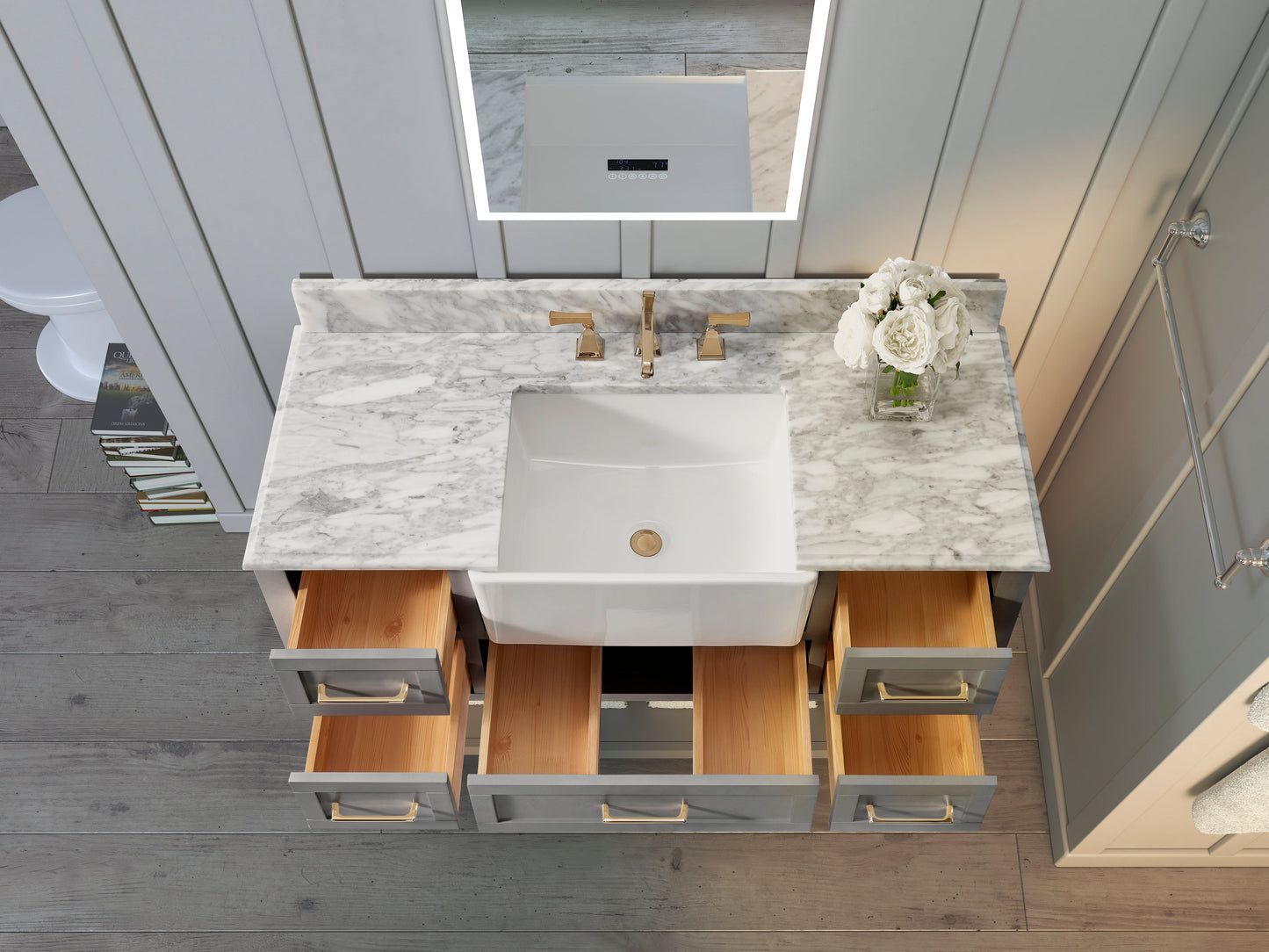 Hayley Bathroom Vanity with Sink and Carrara White Marble Top Cabinet Set