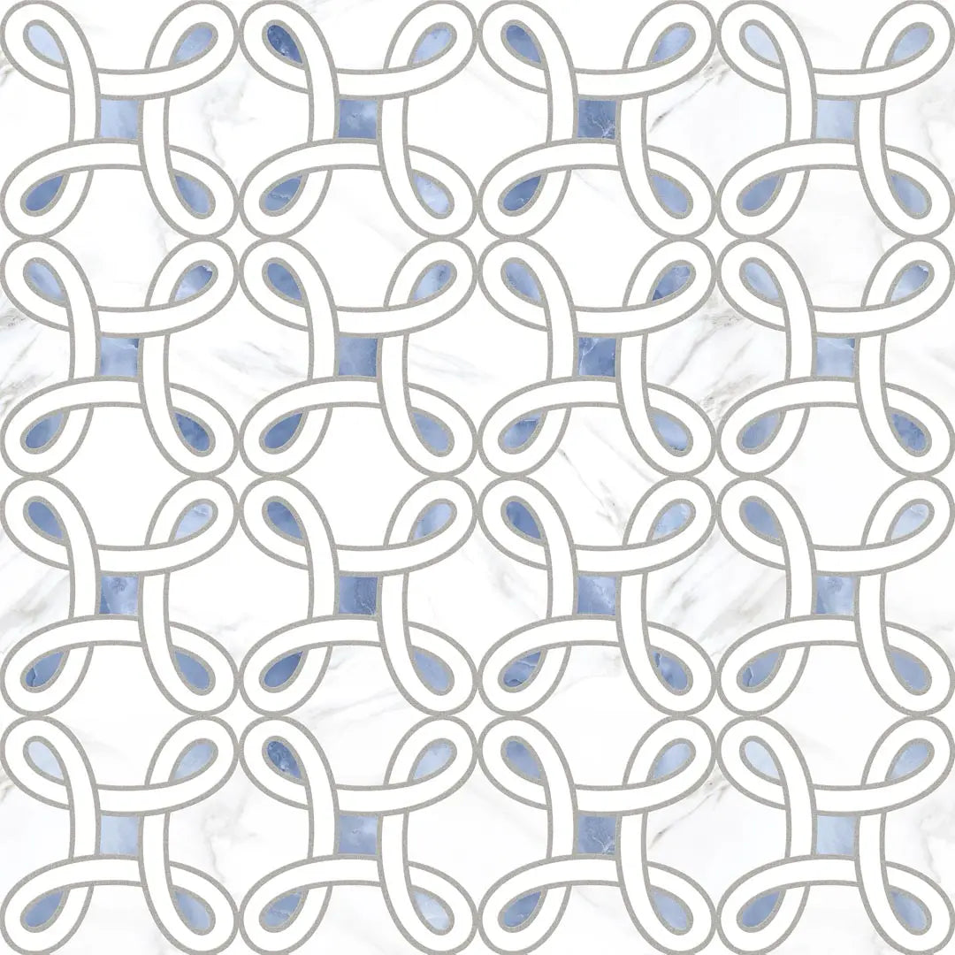 Azure Bahia Knot Polished Porcelain Tile 32" x 32"