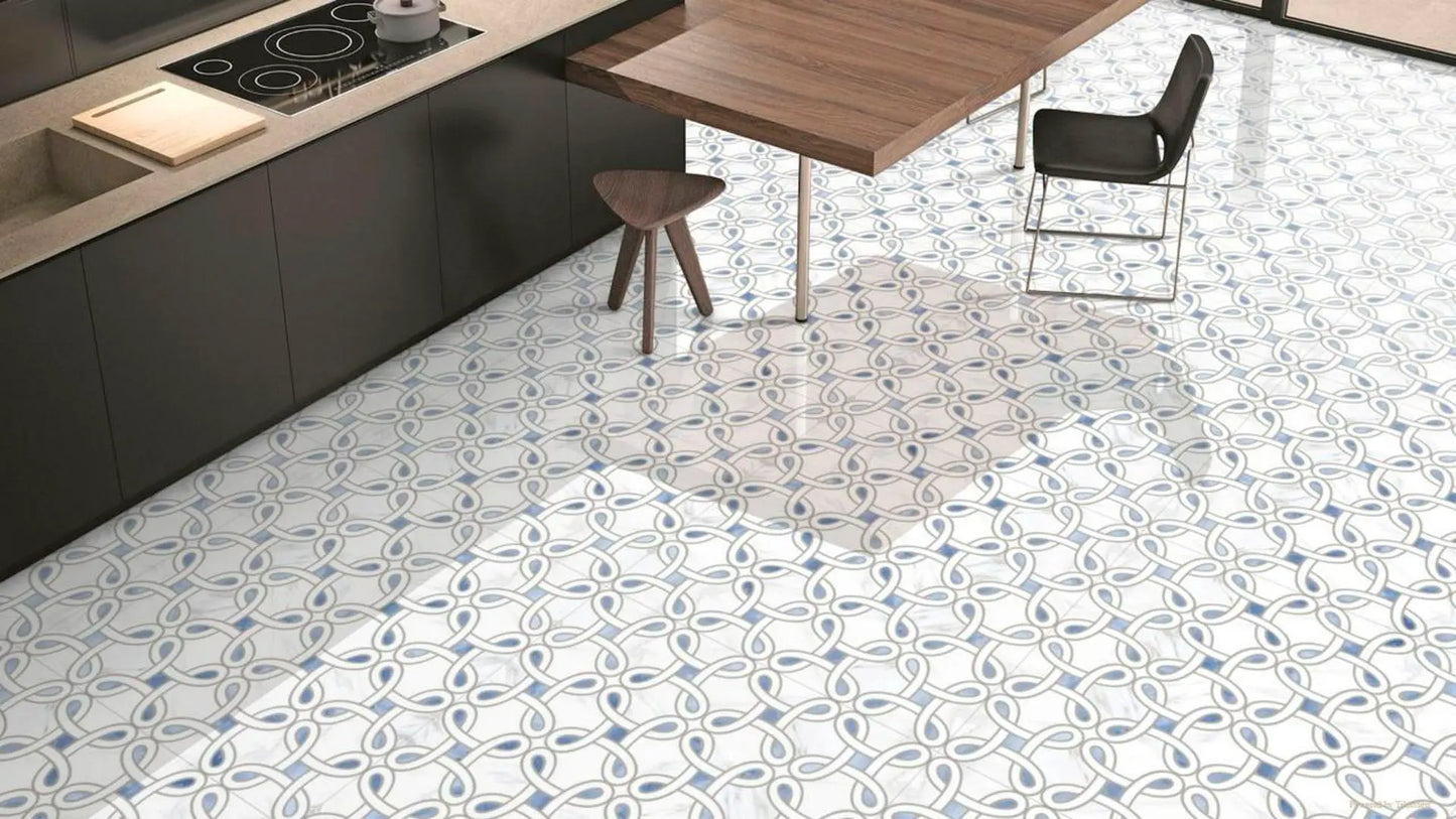 Azure Bahia Knot Polished Porcelain Tile 32" x 32"