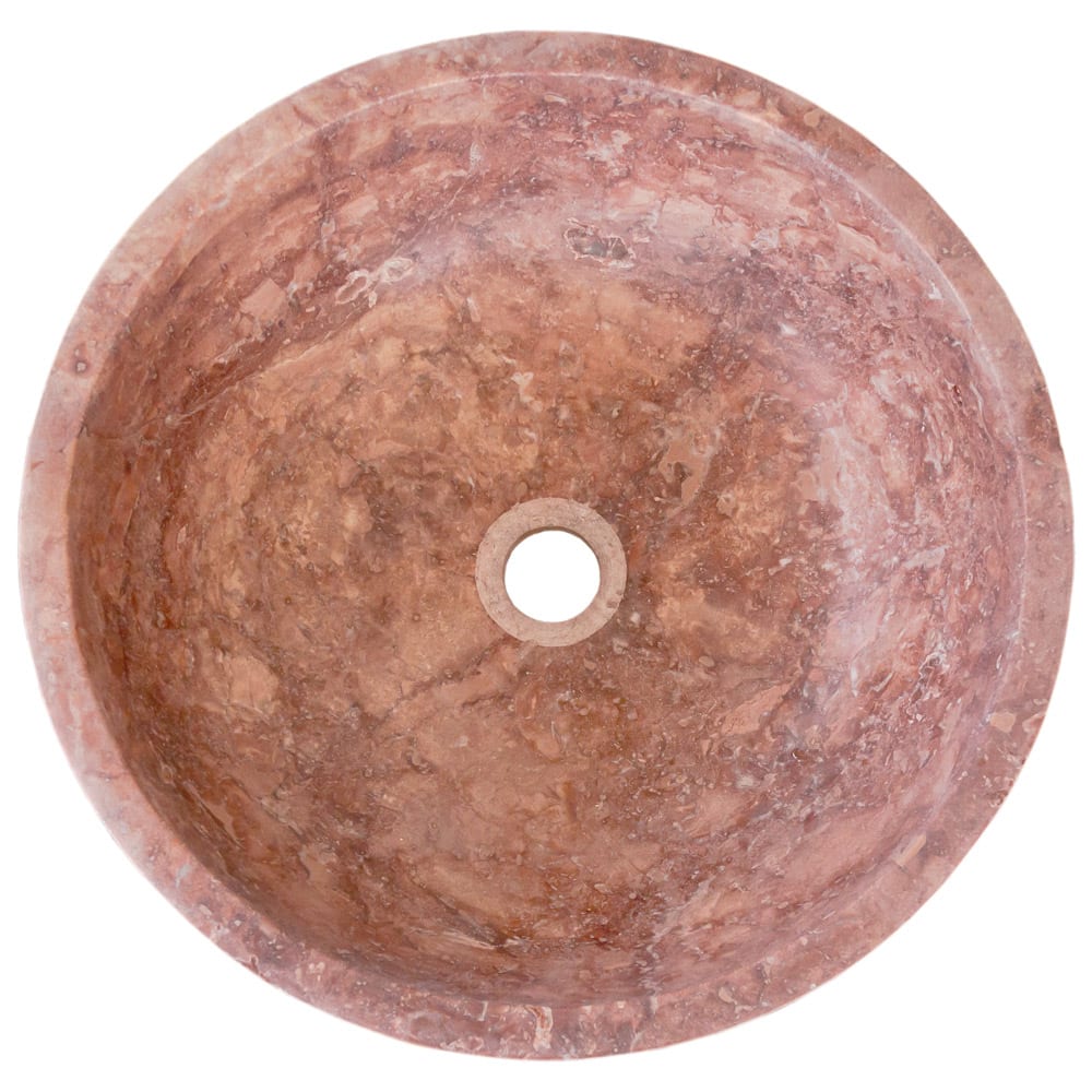 Red Travertine Natural Stone Round Above Vanity Bathroom Sink Honed/Matte (D)16" (H)6"