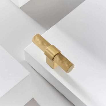 Ribbed Solid Brass Cabinet Knob and Pull