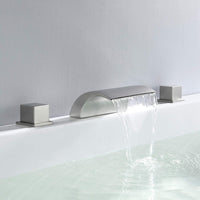 Brushed Gold or Matte Black Or Brushed Nickel Waterfall Bathroom Sink Faucet with 3 Holes, 2 Handles and Pop-Up Drain