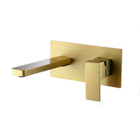 Brushed Gold wall mount bathroom sink basin faucet with pop up drain