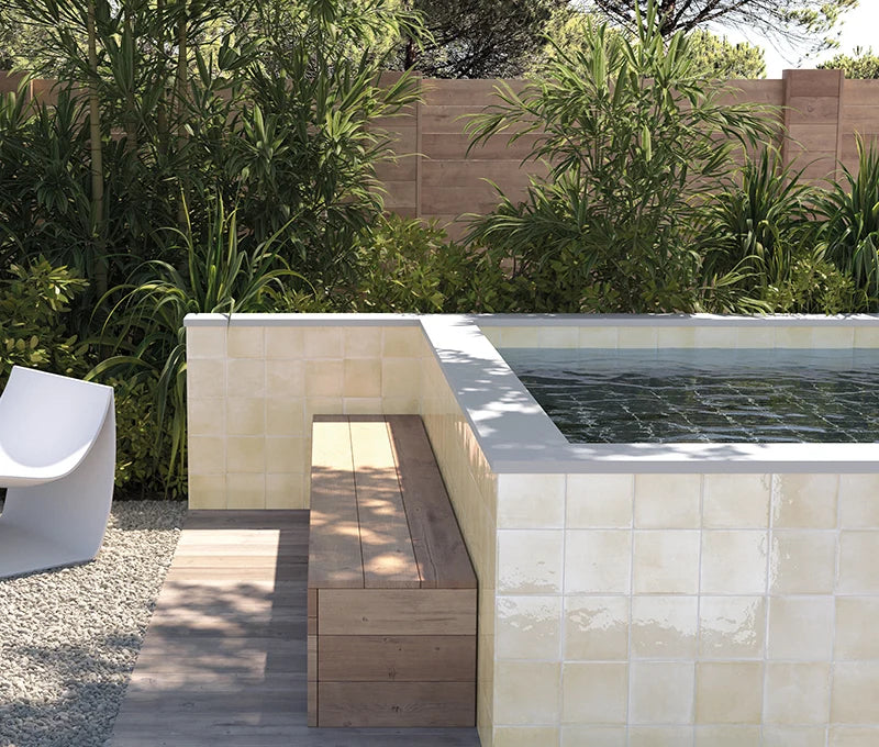 Splash Ivory Gloss Porcelain Tile 6x6" | Pool Tile Collection - Tilevanity.com