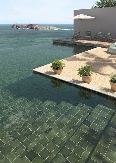 Splash Green Gloss Porcelain Tile 6x6" | Pool Tile Collection - Tilevanity.com