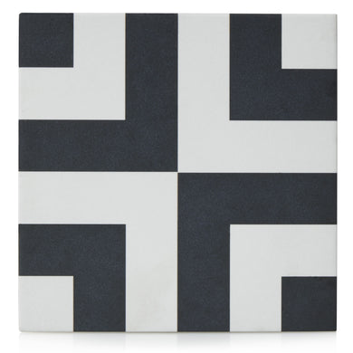 8x8 Black and White Square porcelain tile - Industry Tile