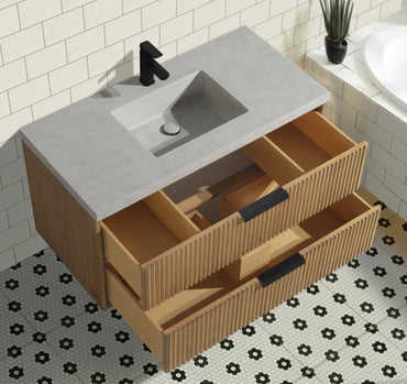 San Diego 42" Floating Bathroom Vanity Weathered Fir