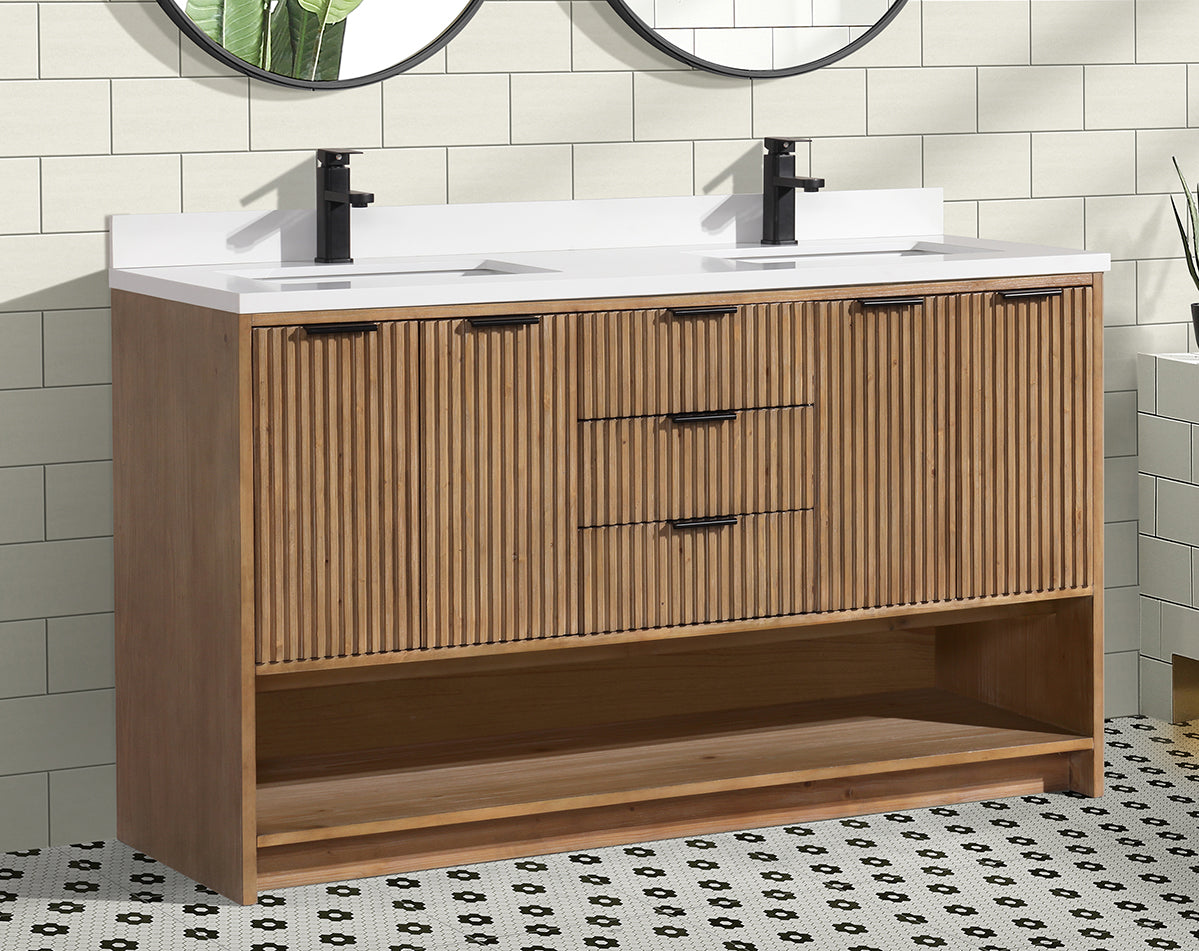 San Diego 55" Freestanding Bathroom Vanity Weathered Fir