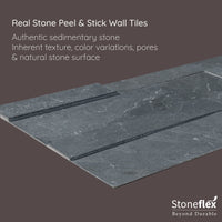 Shuttle Gray - Self-Adhesive 3D Peel & Stick Real Stacked Stone Tiles [Pack of 10]