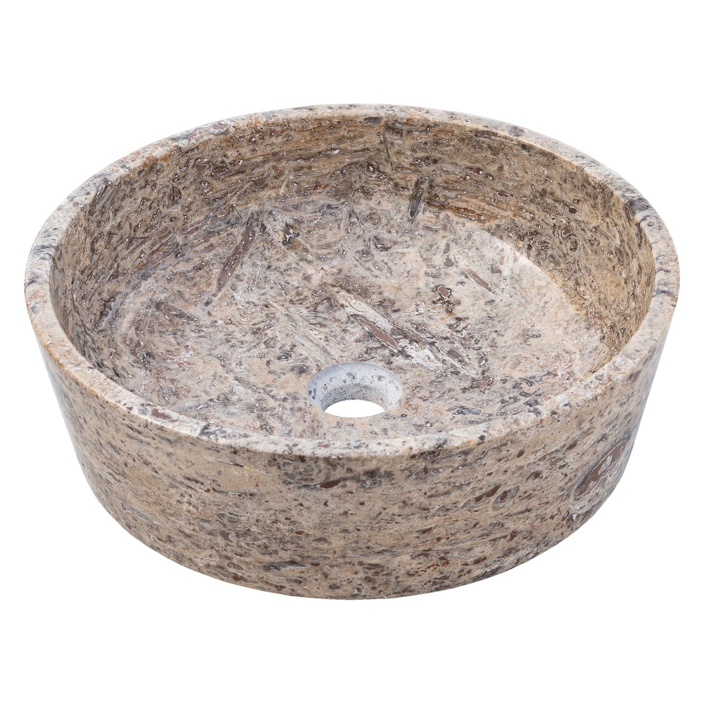 Silver Latte Travertine Natural Stone Above Vanity Bathroom Sink Polished (D)16" (H)5"