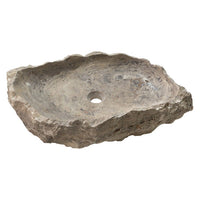 Silver Travertine Rustic Natural Stone Above Vanity Random Shape Sink