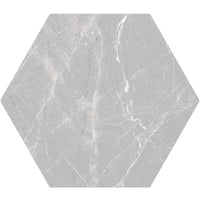 Marble Pietra Gray Matte Hexagon Porcelain Tile  8" × 9"