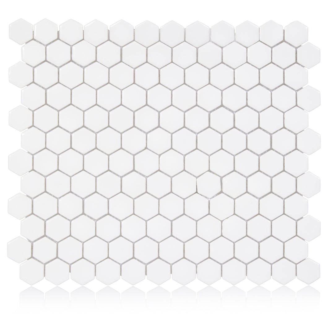 Hexagon White 1-Inch Matte Mosaic Tile - 20 pcs per case - Industry Tile