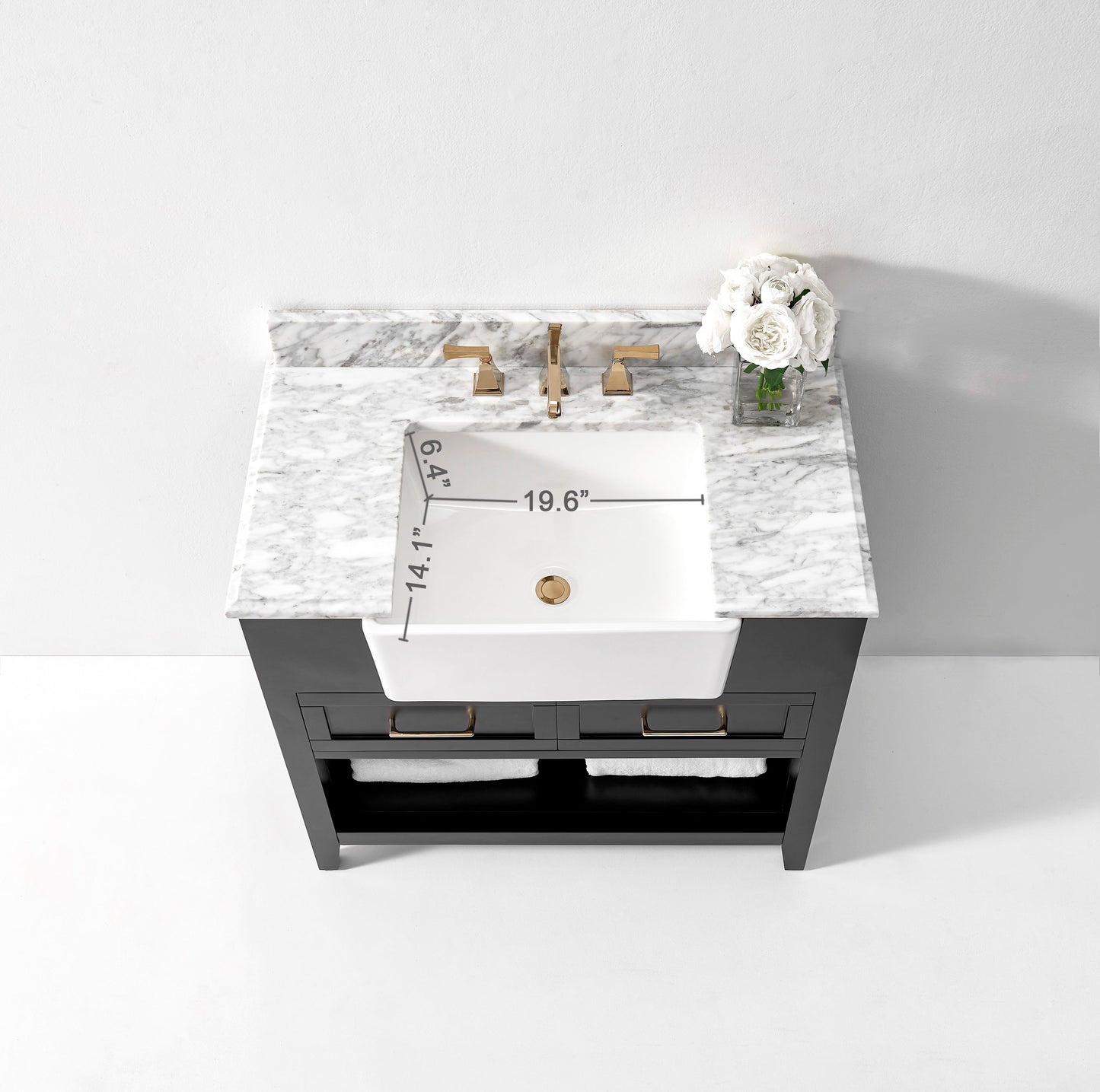 Hayley Bathroom Vanity with Sink and Carrara White Marble Top Cabinet Set