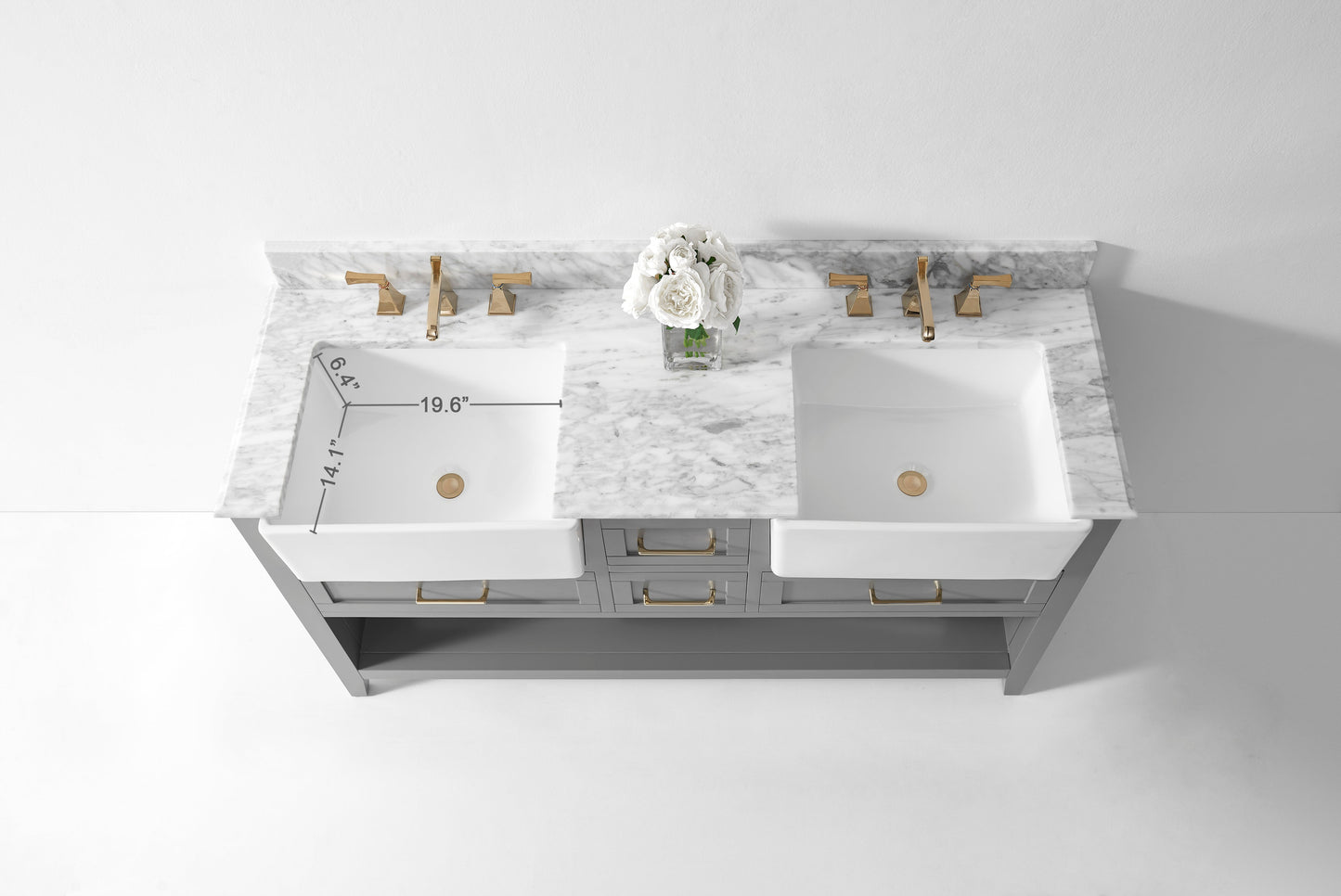 Hayley Bathroom Vanity with Sink and Carrara White Marble Top Cabinet Set