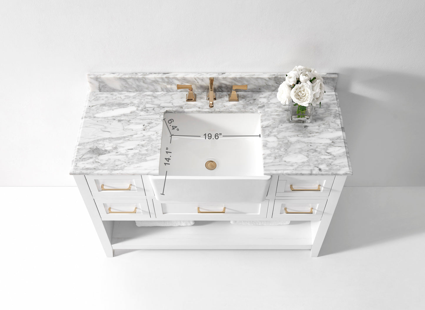 Hayley Bathroom Vanity with Sink and Carrara White Marble Top Cabinet Set