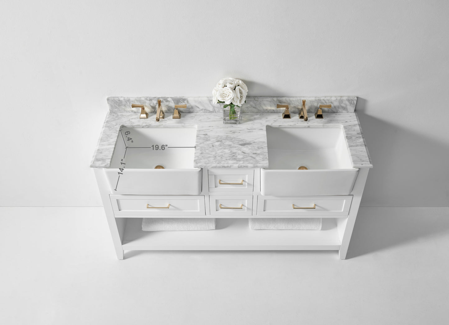 Hayley Bathroom Vanity with Sink and Carrara White Marble Top Cabinet Set