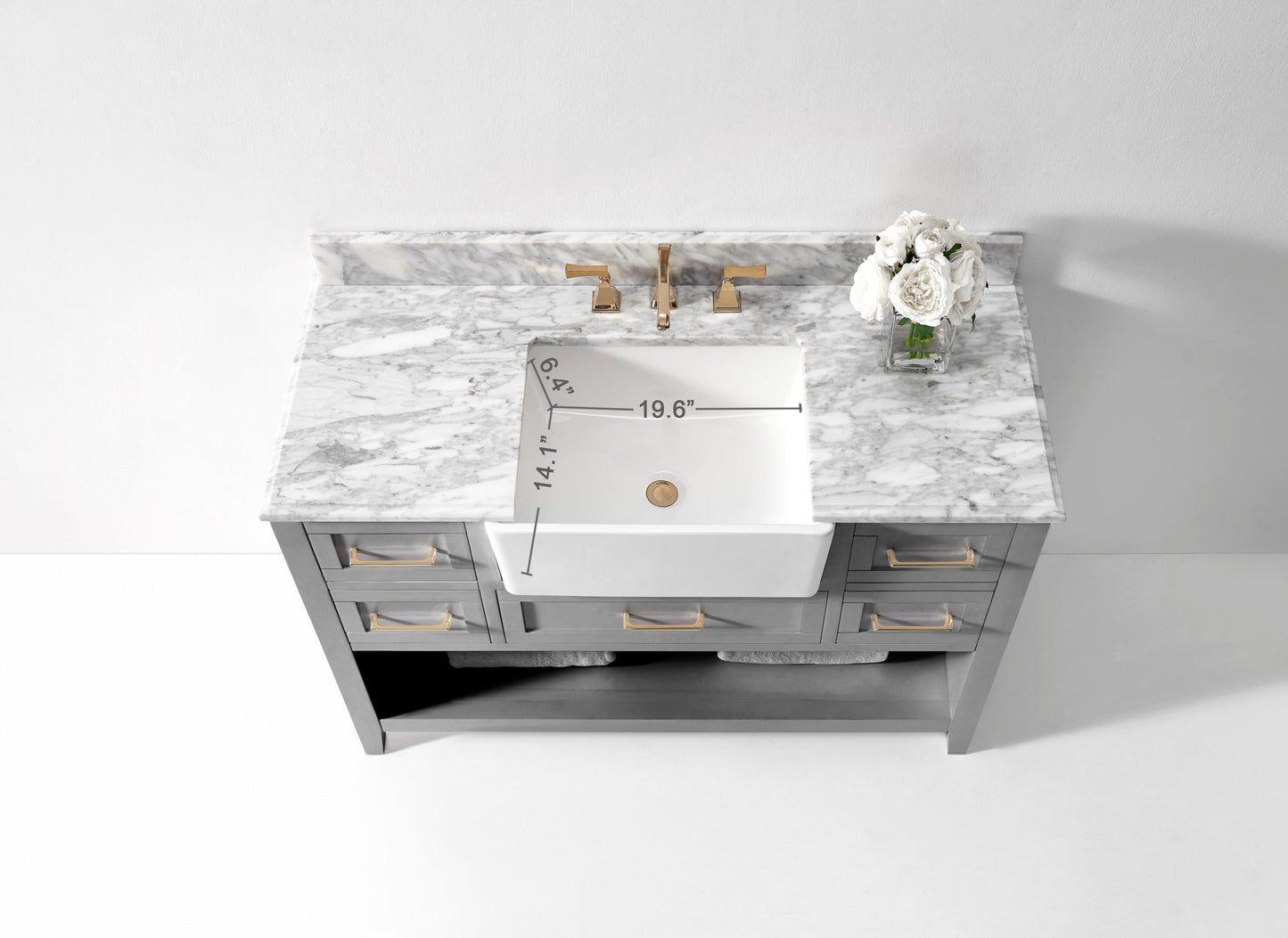 Hayley Bathroom Vanity with Sink and Carrara White Marble Top Cabinet Set