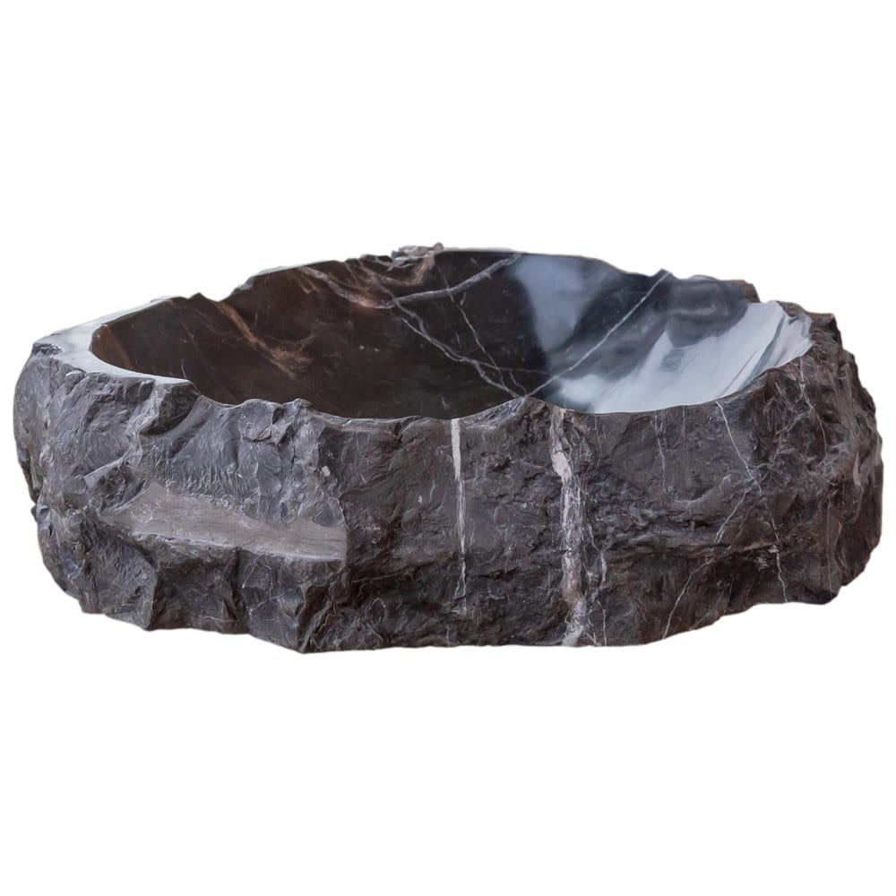 Toros Black Natural Stone Marble Rustic Above Vanity Bathroom Sink